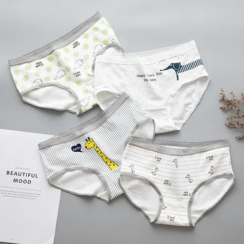 4PCS-002 4 шт., милые белые хлопковые женские трусы, трусы, сексуальное красивое нижнее белье для девочек, трусы, Лидер продаж - Цвет: 4PCS-002