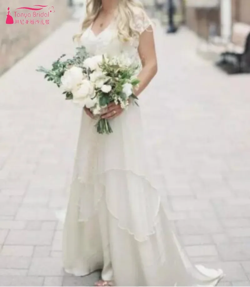 Богемные Свадебные платья с жемчужинами и кружевами в винтажном стиле летние