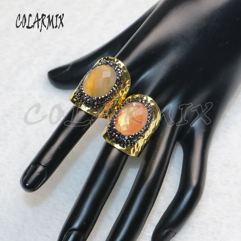 8 шт. разноцветные кольца из натурального камня для ювелирных изделий отделка