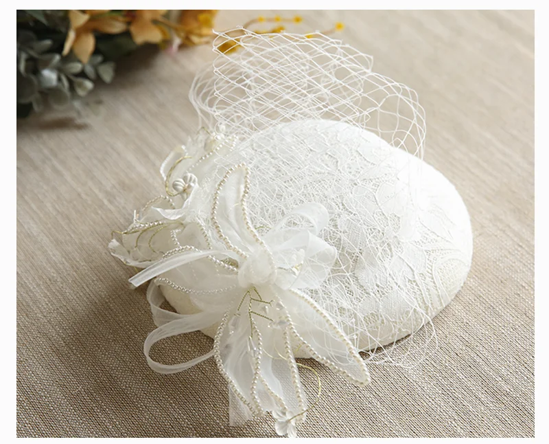 Летняя новая Чапо Femme Mariage элегантная пернатая шляпка для церкви для женщин белая жокейская Клубная шляпа