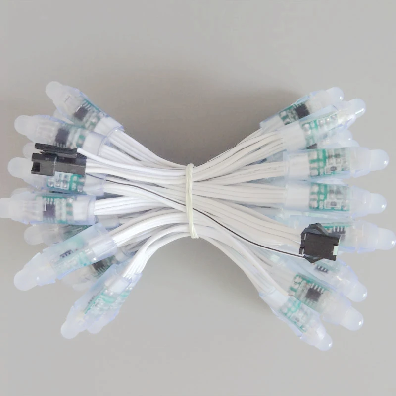 Wholesale 1000PCS Addressable Color 12mm Diffused Digital RGB LED Pixels Lights WS2811 DC5V Waterproof Modules White Wire | Освещение
