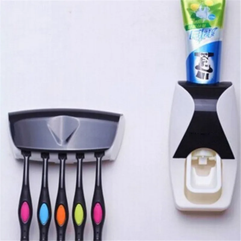 1Set Automatic Toothpaste Dispenser Toothbrush Holder Set Wall Mount Stand Family Bathroom Racks | Дом и сад