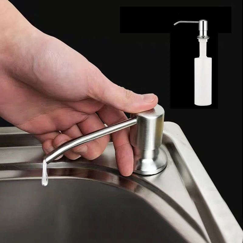 

Kitchen Soap Dispenser Stainless Steel Head Sink Detergent Liquid Sanitizer Hand Wash Soap Dispenser Pump Bathroom Soap Bottle