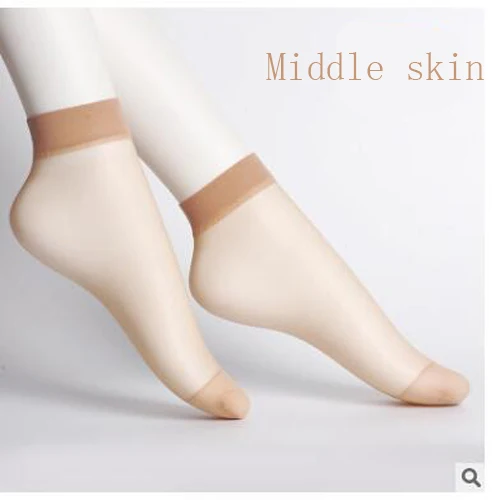 Middle-skin MEI LEI YA 10 пар/лот, Кристальные шелковые женские носки, вискозные носки, ультра-тонкие, анти-крючок, прозрачные, невидимые носки, неглубокие носки - Цвет: Middle-skin