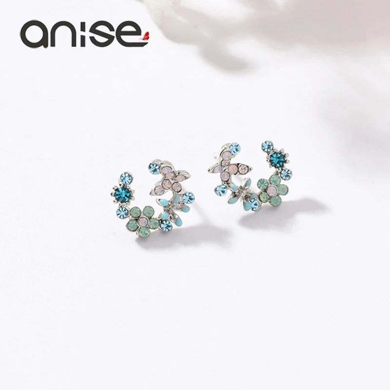 Симпатичные Красочные серьги гвоздики Anise в форме венка бабочки кристаллов для