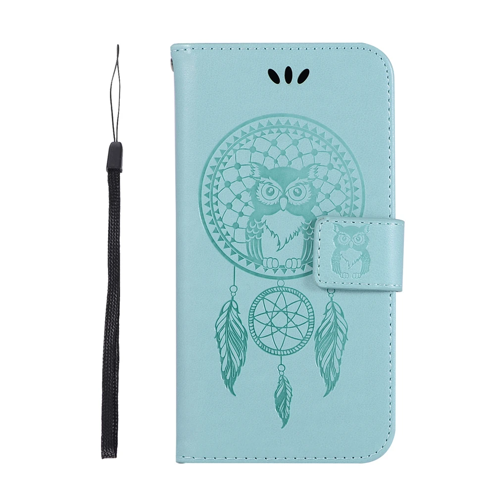 Dream Catcher Owl Pattern Book Case Leather For Huawei Y6 Prime 2018 / Flip Wallet Cover Shell Card Money Slots Holder | Мобильные