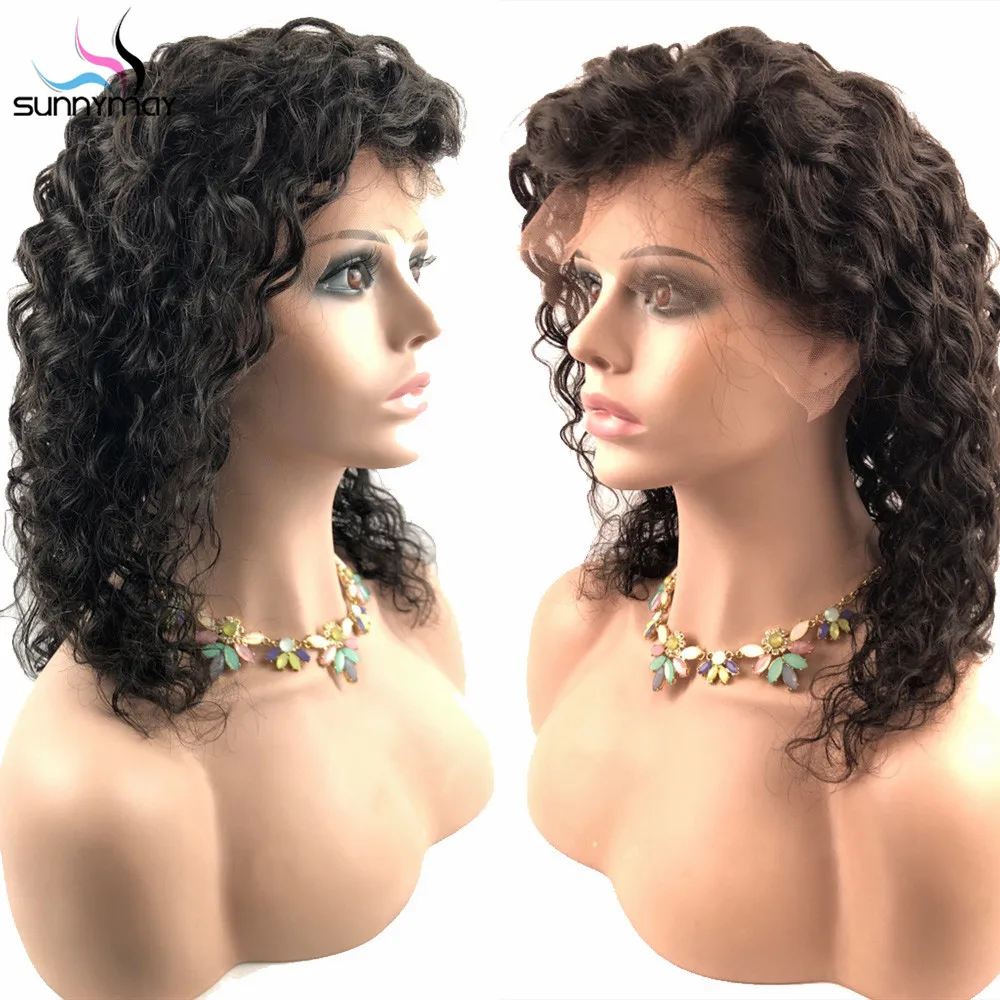 Sunnyмая 130% 13x4 короткий Боб кудрявый парик с волосами младенца предварительно