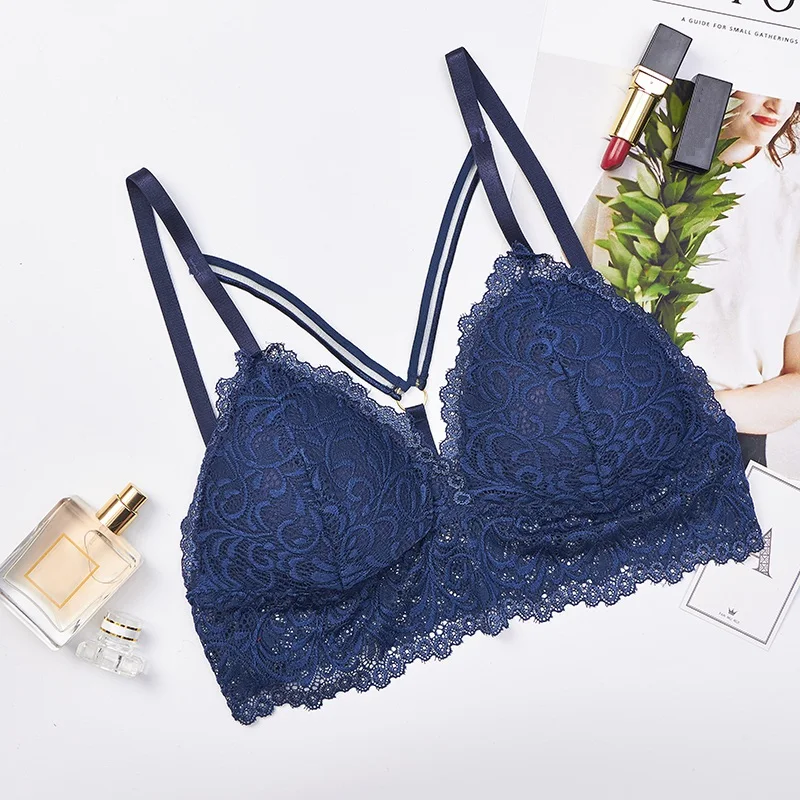 Кружевной бюстгальтер кружевное синее сексуальное нижнее белье топ черный с