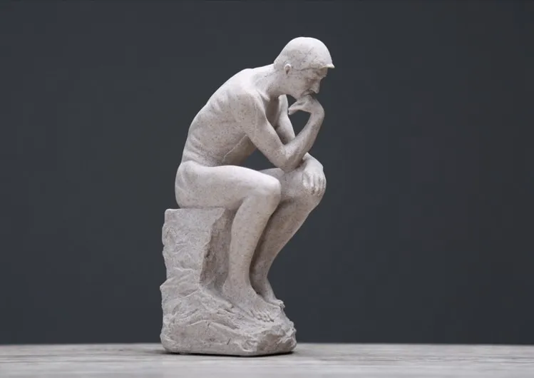Rodin Thinker статуя изобразительного искусства скульптура, декор мужская фигура в Стиле Ню настоящая смола порошок литая комната украшение дома стол дисплей поставки