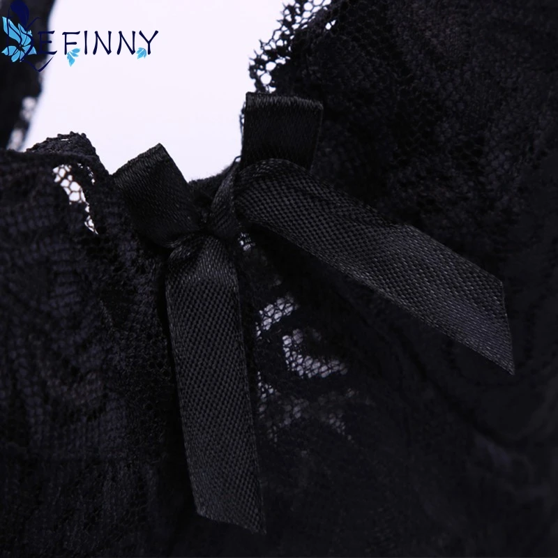 EFINNY Women Embroidery Lace Floral Deep V Gather Thin Push Up Padded Underwire Bras for Woman | Женская одежда