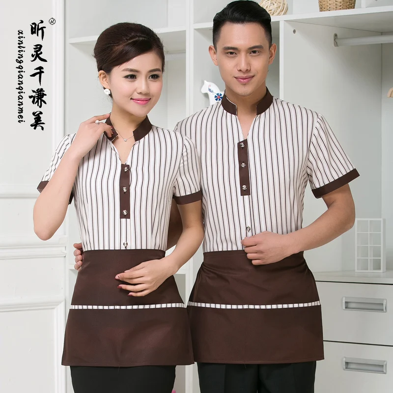 Отель Униформа летняя официантка отель ресторан кафе горячий горшок с короткими