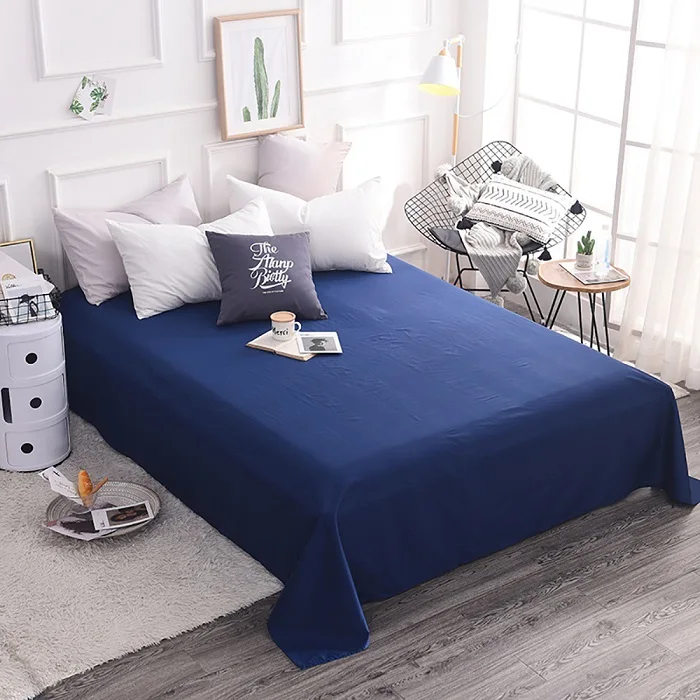 Navy blue Чистый хлопок лист сплошной цвет струйный чесаный хлопок чистый хлопок для одиночной и Двойной простыни - Цвет: Navy blue