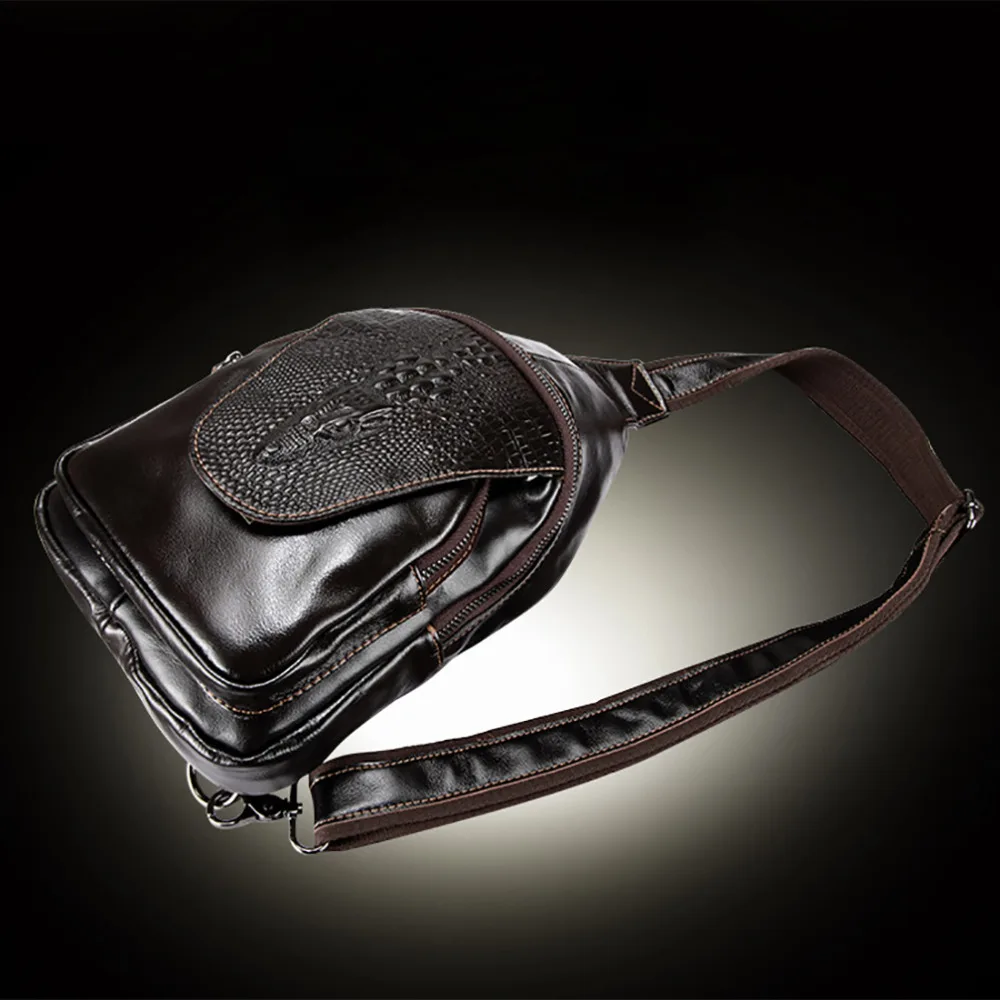 Мужская сумка мессенджер из натуральной кожи нагрудный ремень рюкзак с