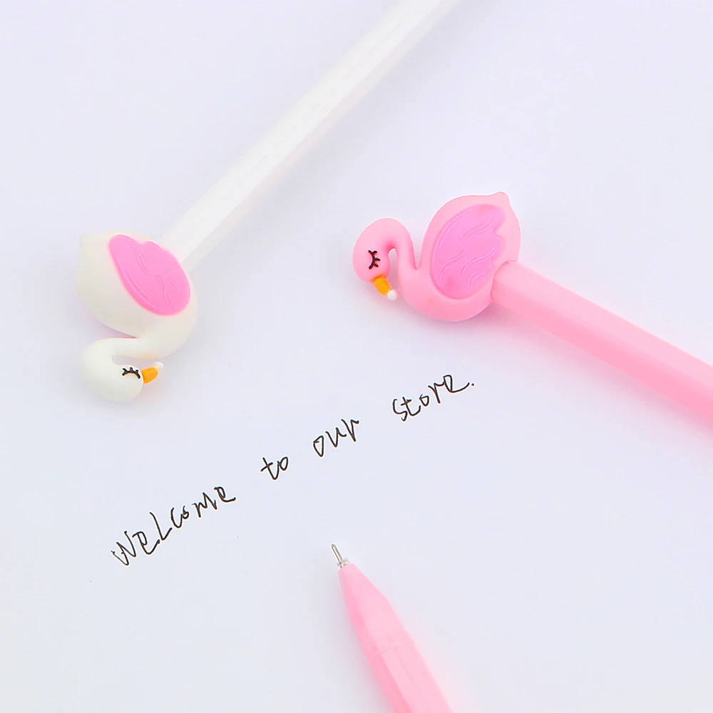4 шт./лот Kawaii милый розовый Фламинго Лебедь гелевая ручка подпись Escolar Papelaria
