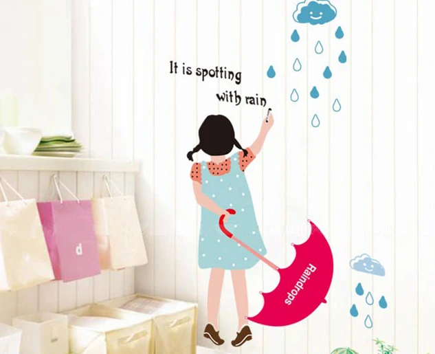 Маленькая девочка украшение для детской спальни настенные наклейки на заднем