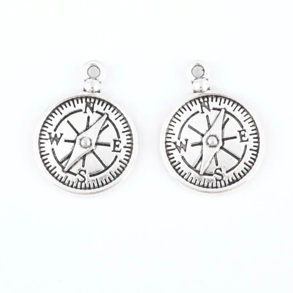 10 шт. серебряный цвет компас монета амулеты путешествия тематическая подвеска в