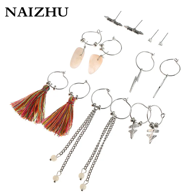 NAIZHU 7 пар/компл. винтажные чешские Мода женские серьги комплект разные камни из