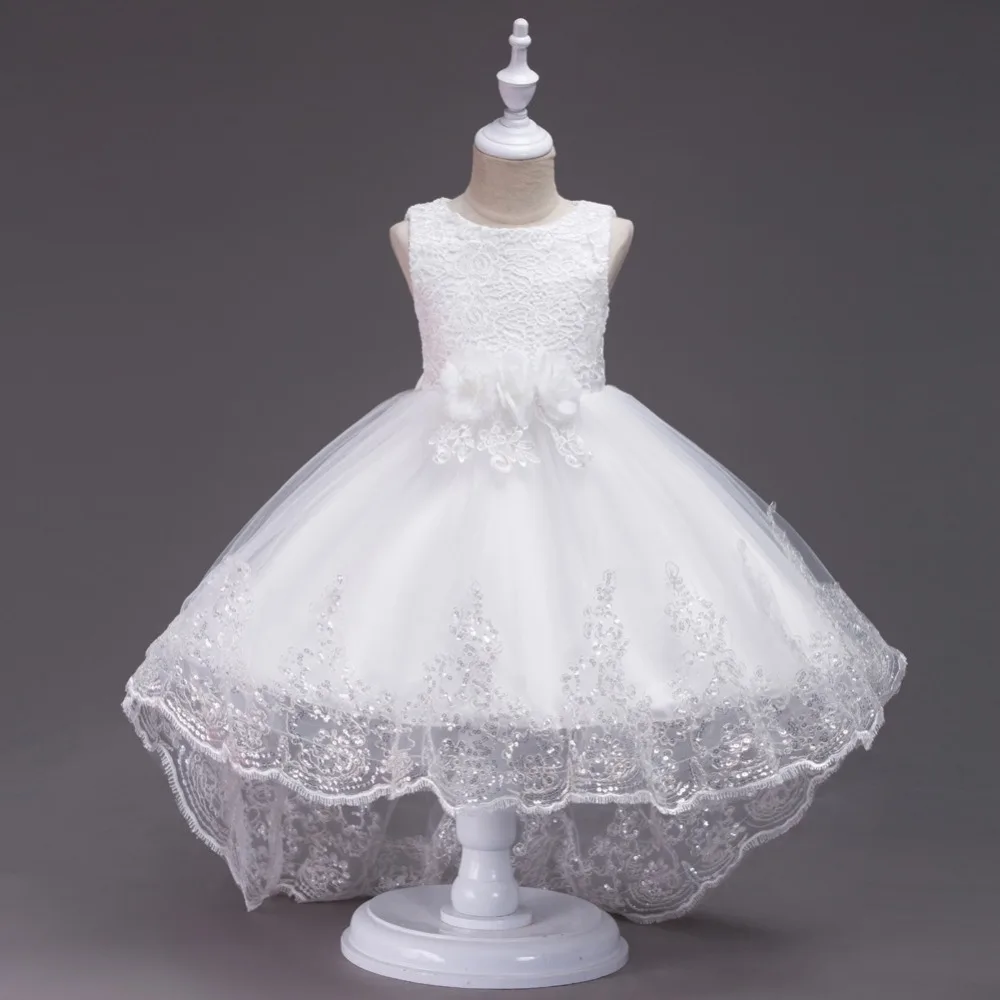 2018 платье принцессы без рукавов для девочек с цветочным узором Юбки со шлейфом