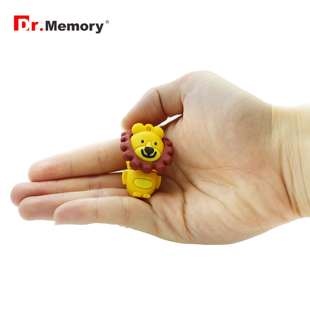 Флеш-накопитель Dr. memory с желтым изображением Льва, Usb флеш-накопитель, 128 ГБ, 64 ГБ, 32 ГБ, 16 ГБ, 8 ГБ, 4 Гб