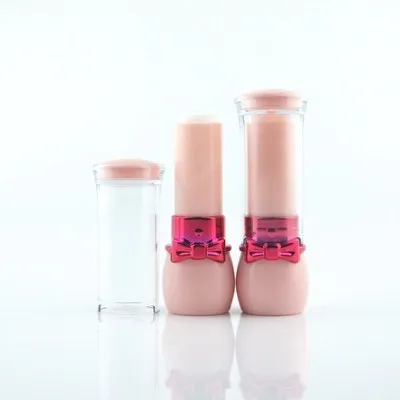 Pink 12,1 мм Розовый Черный Милые тюбик помады бантом Дизайн макияж Cometics бальзам для губ Sub посылка пустой контейнер Lipbalm 20 шт - Цвет: Pink