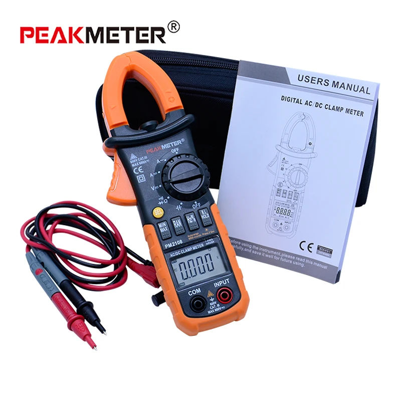 PEAKMETER PM2108A/PM2108 цифровой клещи ac dc мини мультиметр true rms с функцией автоматического отключения питания - Цвет: PM2108-without box