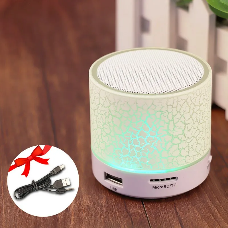 WHITE GETIHU Портативный Мини Bluetooth динамик s беспроводной громкой светодиодный динамик TF USB FM звук музыка для iPhone X samsung мобильный телефон - Цвет: WHITE
