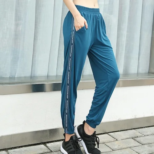 Blue EF8158 свободные мягкие брюки для бега йоги для женщин быстросохнущие тренировочные брюки для бега женские спортивные штаны для упражнений осень - Цвет: Blue