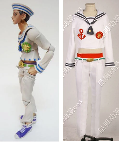 Костюм для косплея йоджо из невероятных приключений униформа белого флота Higashikata