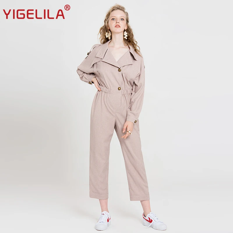 Розовый YIGELILA новейший женский розовый клетчатый комбинезон Модный повседневный Облегающий комбинезон с длинным рукавом и стоячим воротником 5533 - Цвет: Розовый