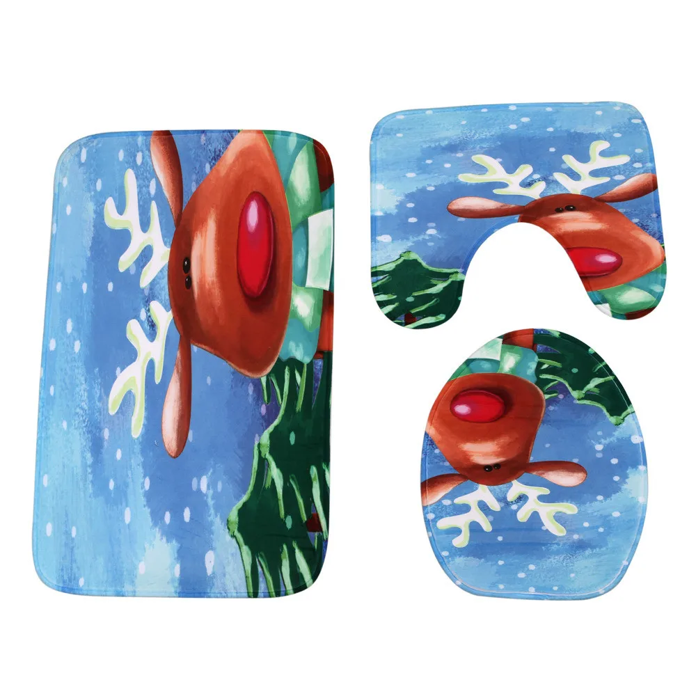 3 шт./компл. Рождественский коврик нескользящий пушистый мягкий из