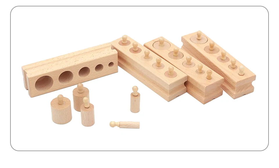 Logwood Wooden toys Montessori Educational Cylinder Socket Blocks Toy Baby Development Practice and Senses