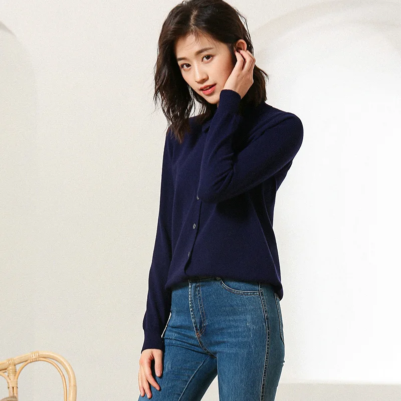 Женский кашемировый весенне-осенний кардиган 2019 свитер вязаный с лацканами |