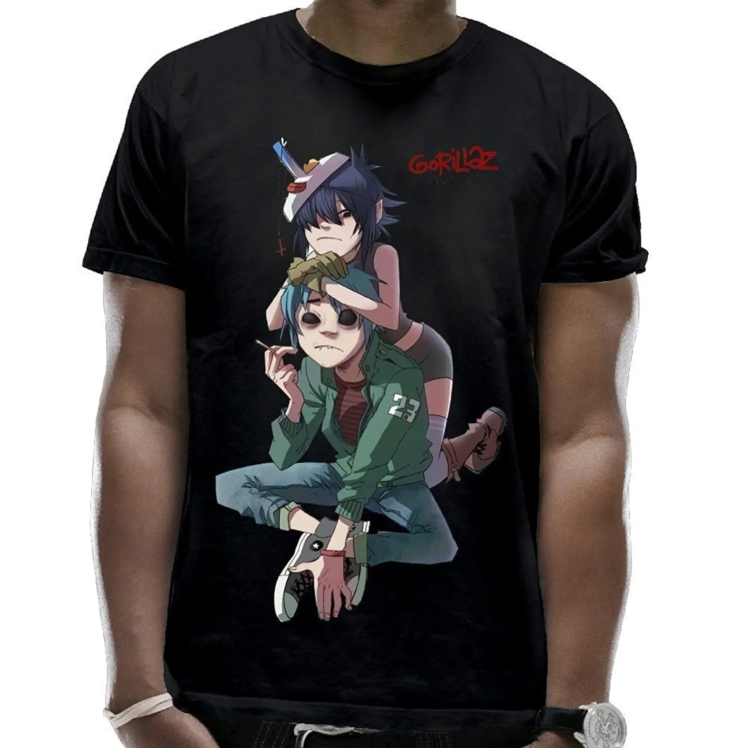 Качество печати новый Летний стиль хлопок 100% Мужская Gorillaz с короткими рукавами