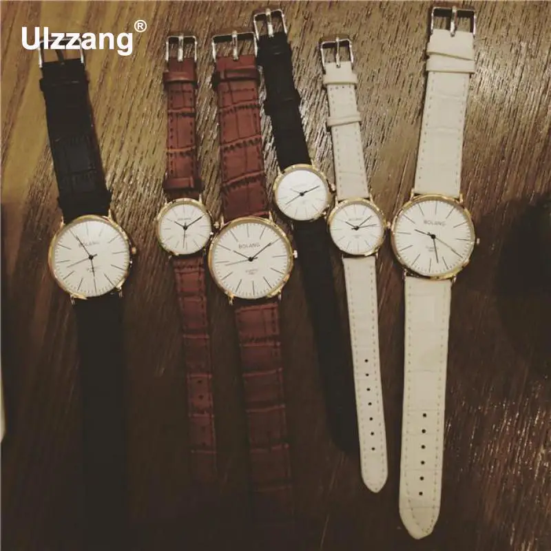 Новые модные брендовые женские и мужские часы унисекс с кожаным ремешком Ретро