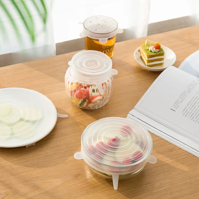 6 шт./компл. универсальная Силиконовая Вакуумная крышка стрейч крышки вакуумное