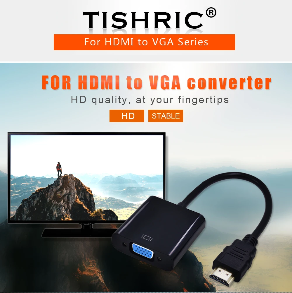 TISHRIC HDMI в VGA адаптер HDMI кабель 1080P цифро-аналоговый аудио конвертер мужской в женский для ПК ноутбук ТВ коробка проектор