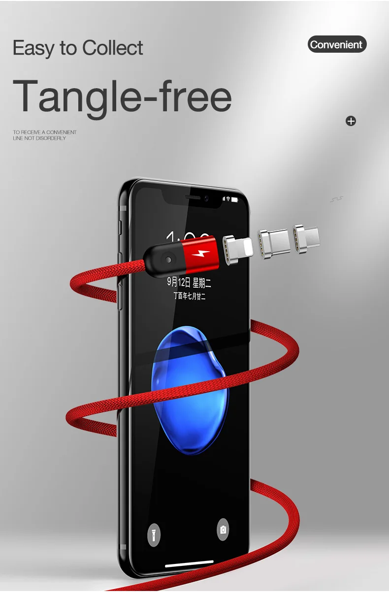 CAFELE, кабель для быстрой зарядки, usb type-C, светодиодный светильник, магнитное зарядное устройство USB для iPhone, samsung, huawei, Xiaomi, синхронизация данных