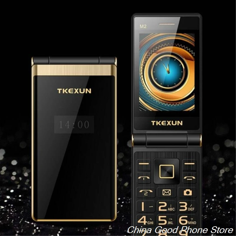 TKEXUN M2 флип металлический корпус телефон 3,0 почерк экран мобильный телефон раскладушка двойной экран большая батарея большая клавиатура