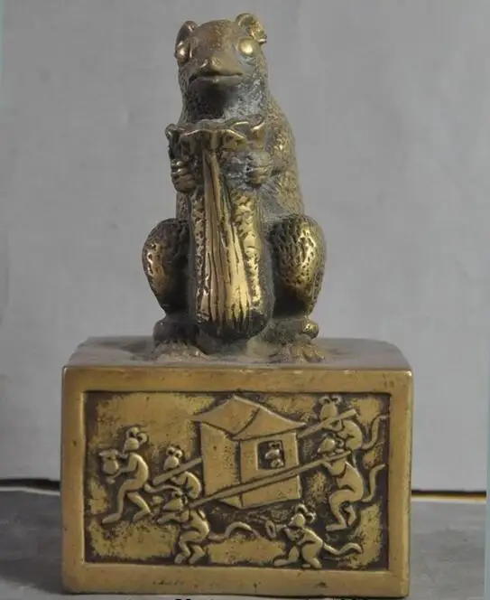 Старый Китай бронзовая фигурка периода династии Капустная крыса мышей богатство