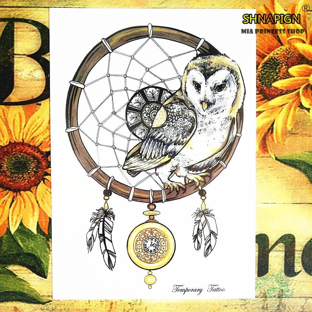 SHNAPIGN китайская Сова временная татуировка боди-арт вспышка Татуировка наклейка s