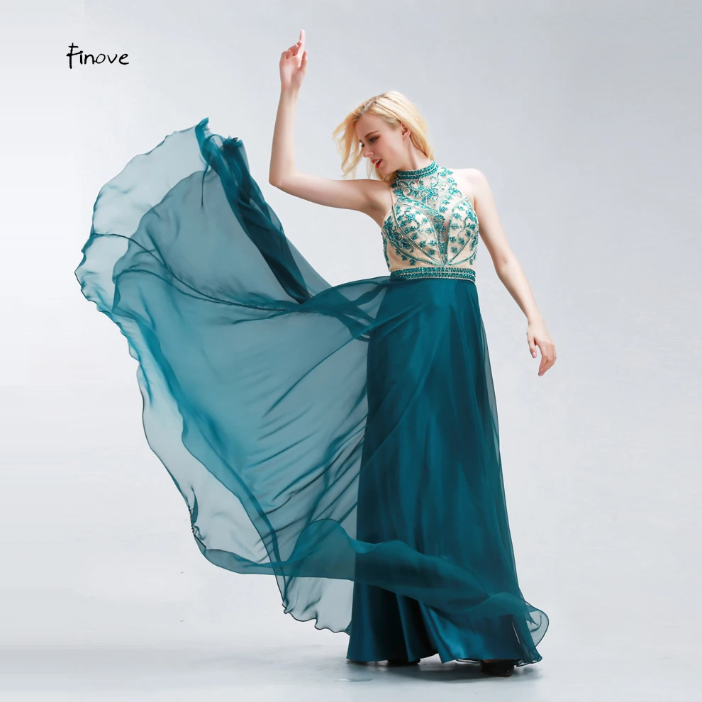 Длинные шифоновые платья для выпускного бала 2020 без рукавов с бусинами длиной до