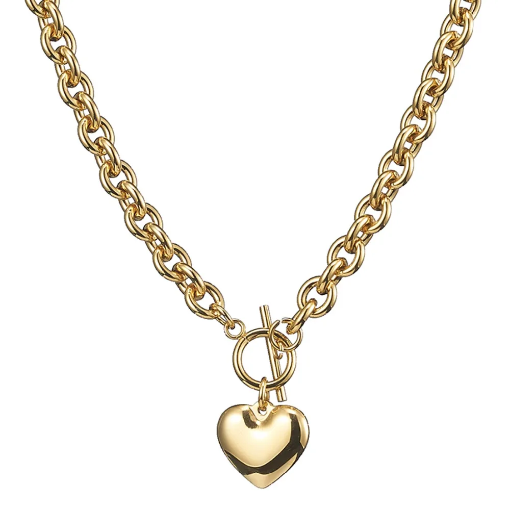 8mm Fashion Womens Girl Stainless Steel Gold Rolo O Link Chain Charms Heart Pendant Necklace And Bracelet Jewelry Sets Wholesale | Украшения