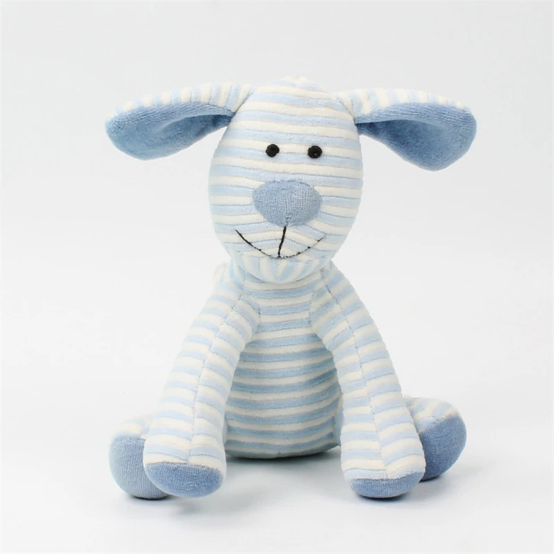 RECUBIE BCute Blue Striped Dog Doll Plush Toy Safety Material for Baby Comfortable Soft Children Comfort Girl Birthday Gift | Игрушки и