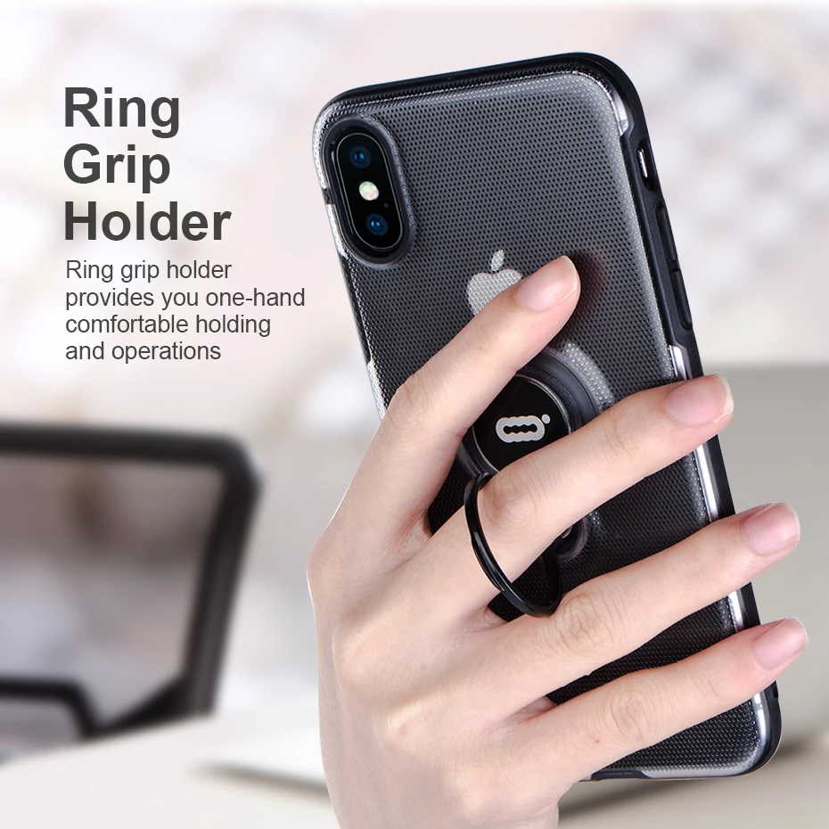 Роскошный Магнитный чехол для iPhone XS Max XR Capinha прозрачное кольцо держатель задняя