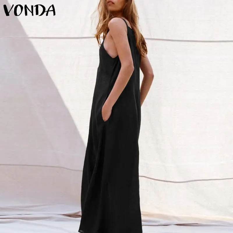 VONDA, сексуальное женское платье, лето, повседневное, квадратный вырез, без рукавов, на бретельках, вечерние, длинные платья, праздничное, с открытой спиной, Vestido 5XL