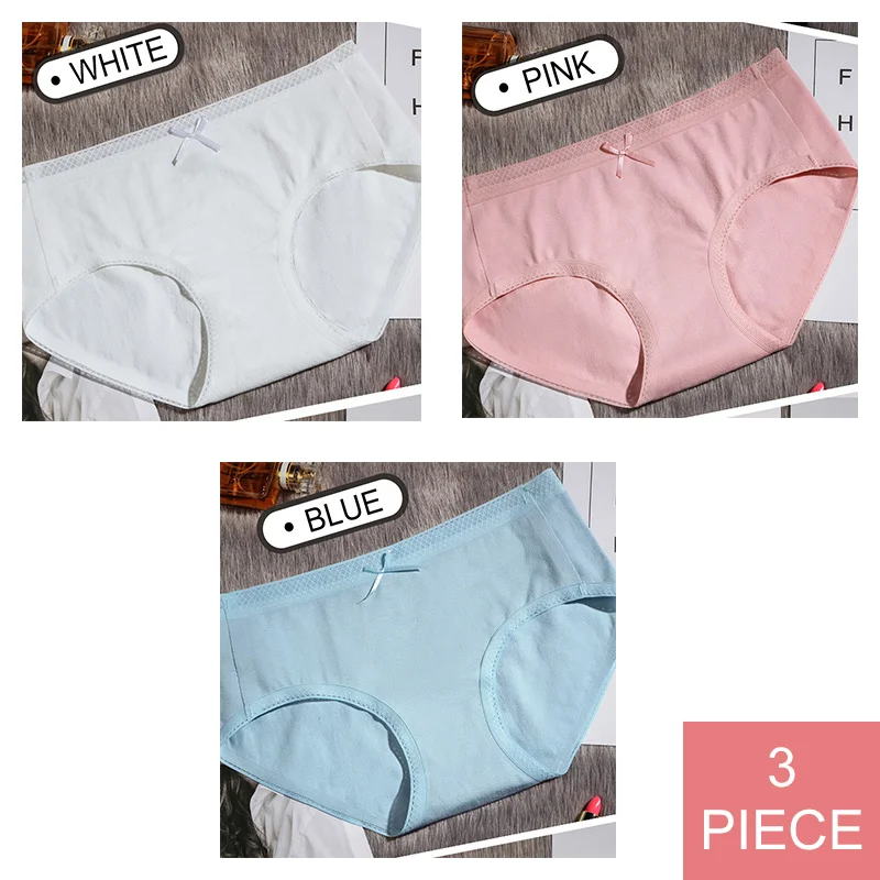 white pink bule Perfering Для женщин трусики 3 шт./компл. сексуальное женское белье Для женщин трусы из хлопка Нижнее белье Интимные Дамы с заниженной талией повседневных Короткие брюки - Цвет: white pink bule