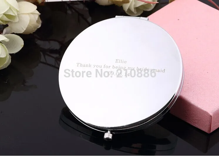 Engrave words free wedding party bridesmaid promotional gifts bling heart couple swan mini beauty makeup compact pocket mirror | Дом и сад