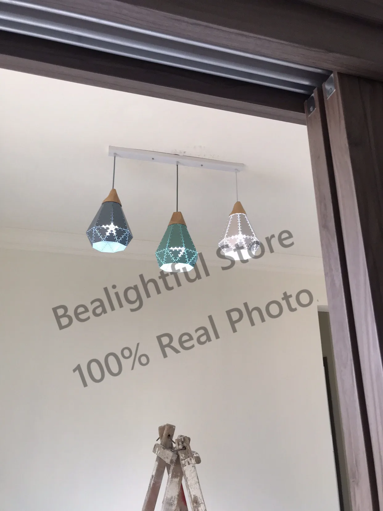 Новинка, 3d Led подвесные светильники, Алмазный металлический Скандинавский современный деревянный металлический светильник, мультяшный креативный подвесной светильник, украшение дома, столовая