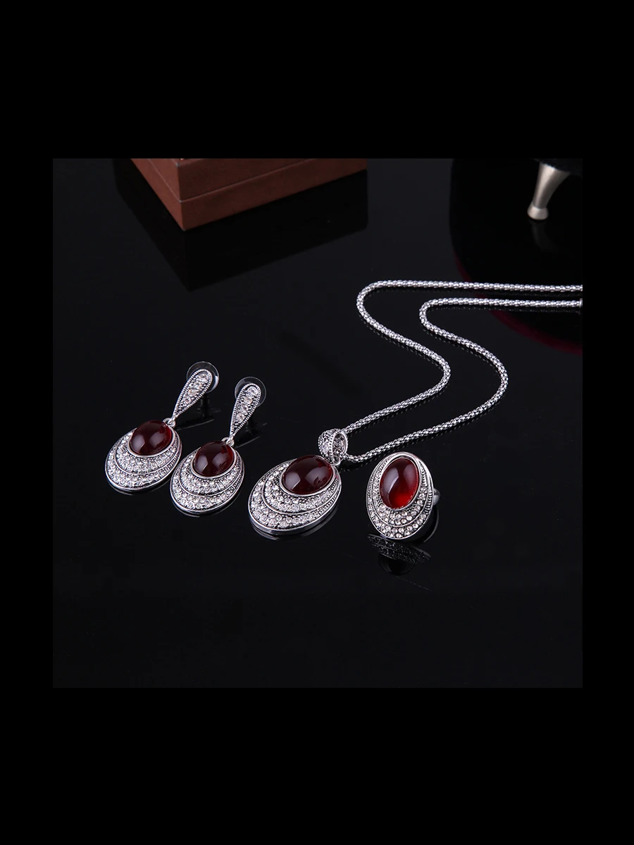 Женский комплект из колье серёг и кольца с подвеской|vintage turkish|necklace earringjewelry sets vintage