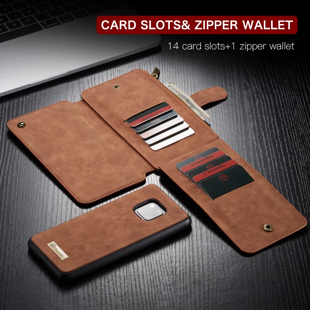 For Huawei Mate20 Case Pro Genuine Leather Zipper Multifunctional Wallet 2 In1 Design Phone Full Cover case |